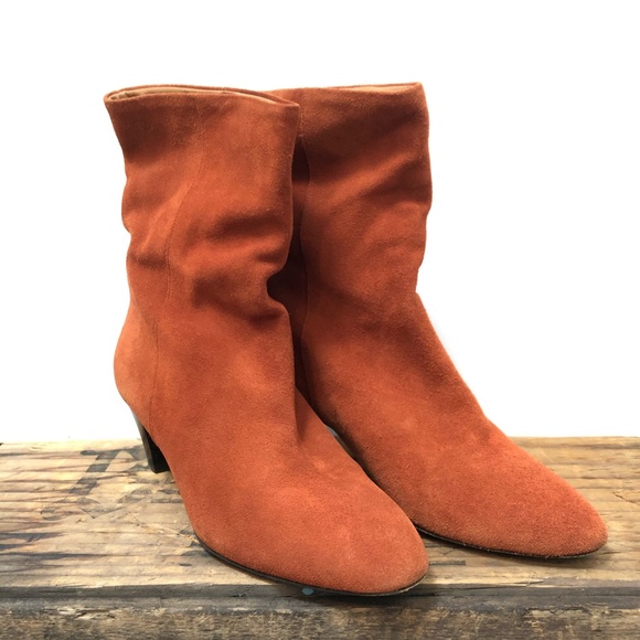 Isabel Marant Étoile Orange Suede Ankle Boots - Picture 1 of 6